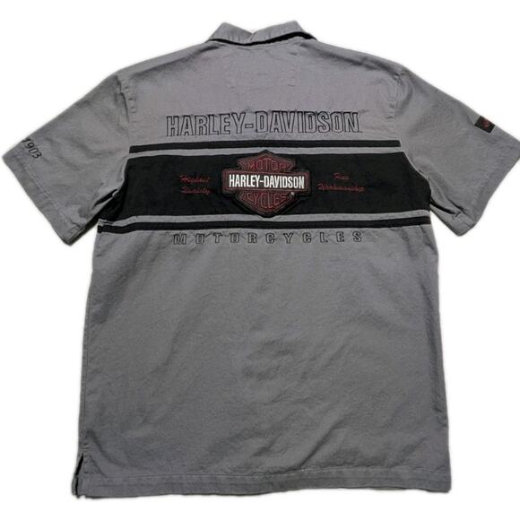 Harley-Davidson Oil Service Shirt Gray Black Patches 96619-07VM Vintage 2006 L - Picture 4 of 13